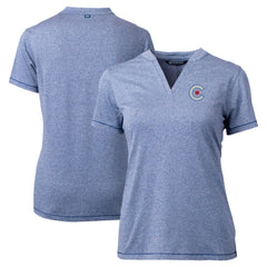 Chicago Cubs Cutter & Buck Women's City Connect Forge Heathered Stretch Blade Top - Heather Navy Tops