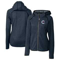 Chicago Cubs Cutter & Buck Women's City Connect Mainsail Full-Zip Hooded Jacket - Heather Navy Jackets