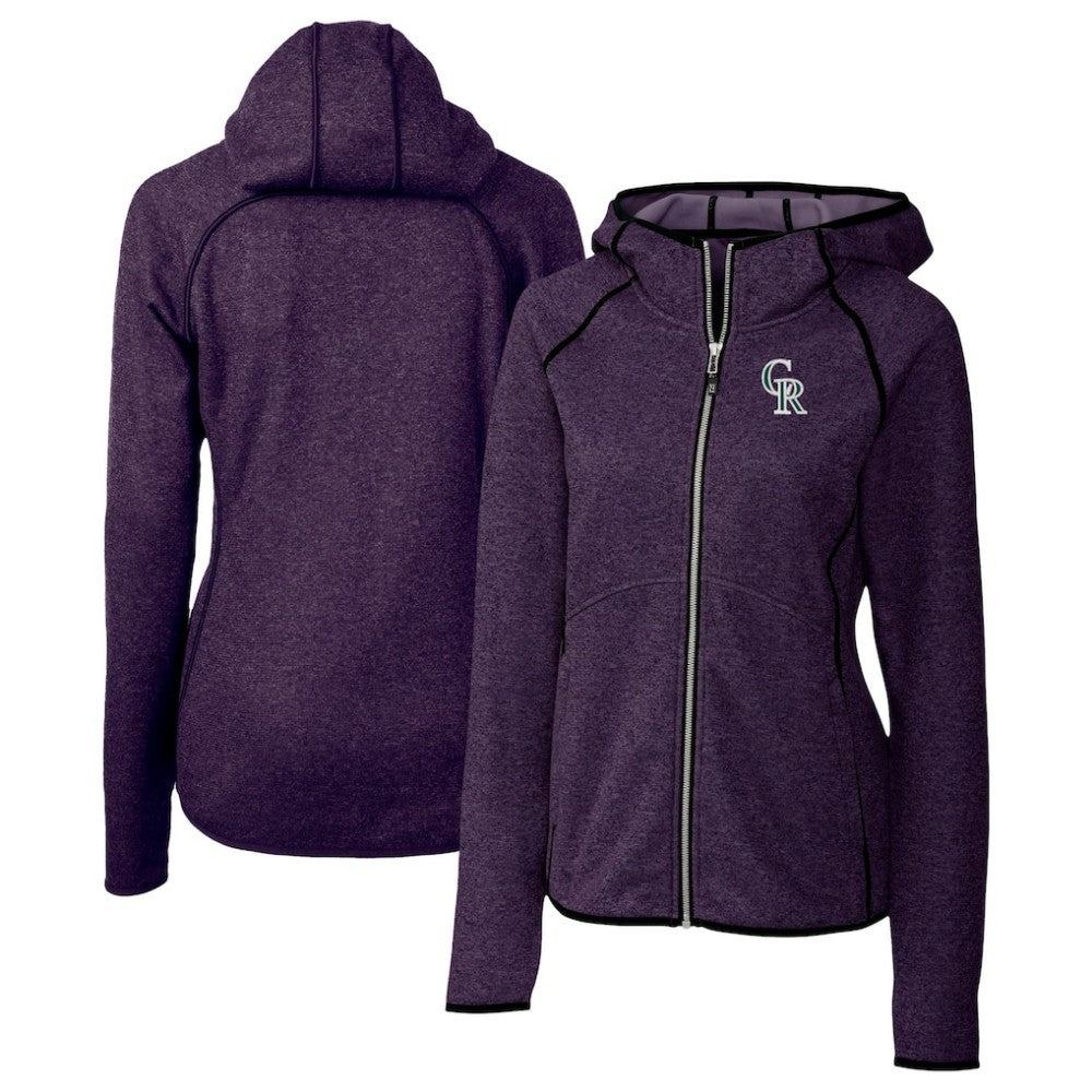 Colorado Rockies Cutter & Buck Women's City Connect Mainsail Full-Zip Hooded Jacket - Heather Purple Jackets