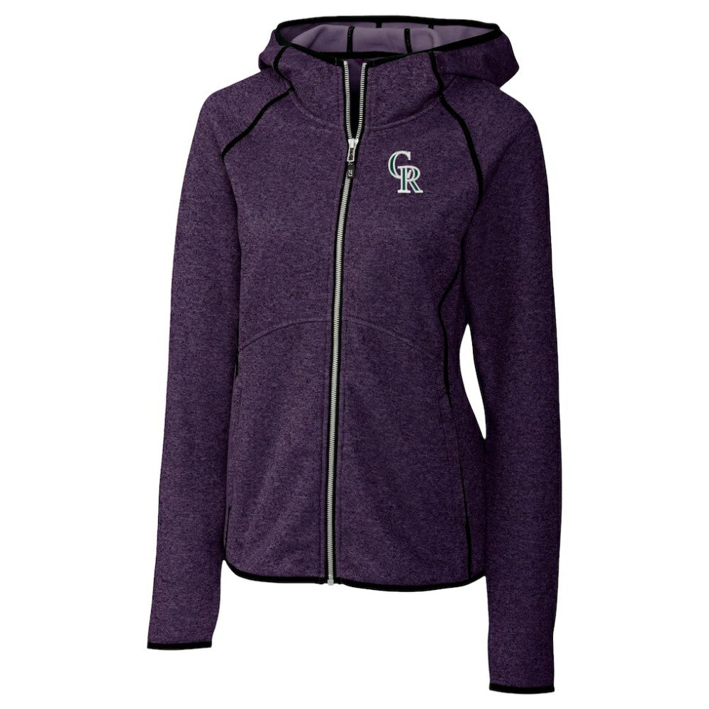 Colorado Rockies Cutter & Buck Women's City Connect Mainsail Full-Zip Hooded Jacket - Heather Purple Jackets