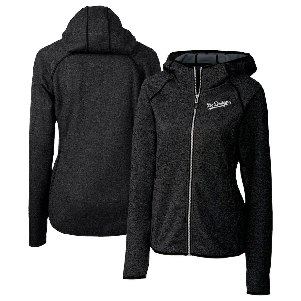 Los Angeles Dodgers Cutter & Buck Women's City Connect Mainsail Full-Zip Hooded Jacket - Heather Charcoal Jackets