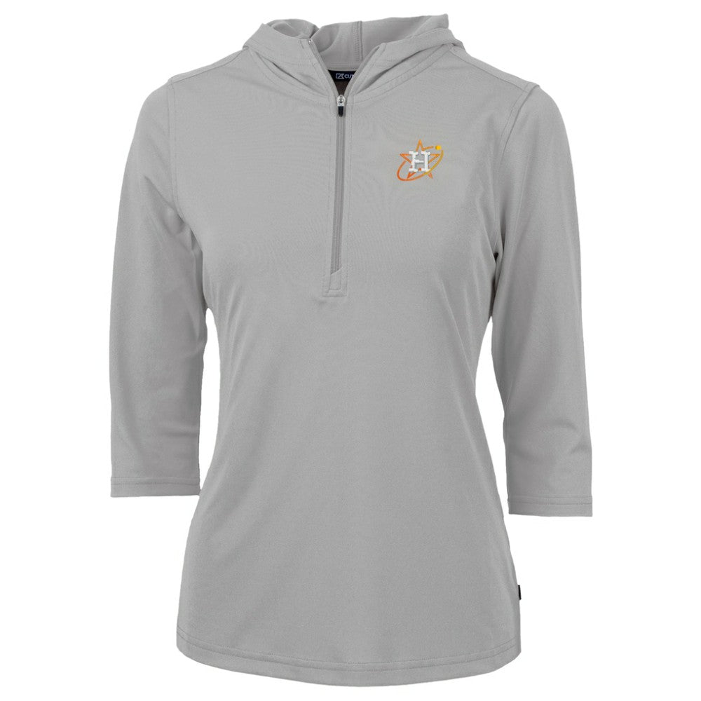 Houston Astros Cutter & Buck Women's City Connect Virtue Eco Pique Recycled Half-Zip Pullover Hoodie - Gray Hoodies