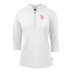 San Diego Padres Cutter & Buck Women's City Connect Virtue Eco Pique Recycled Half-Zip Pullover Hoodie - White Hoodies