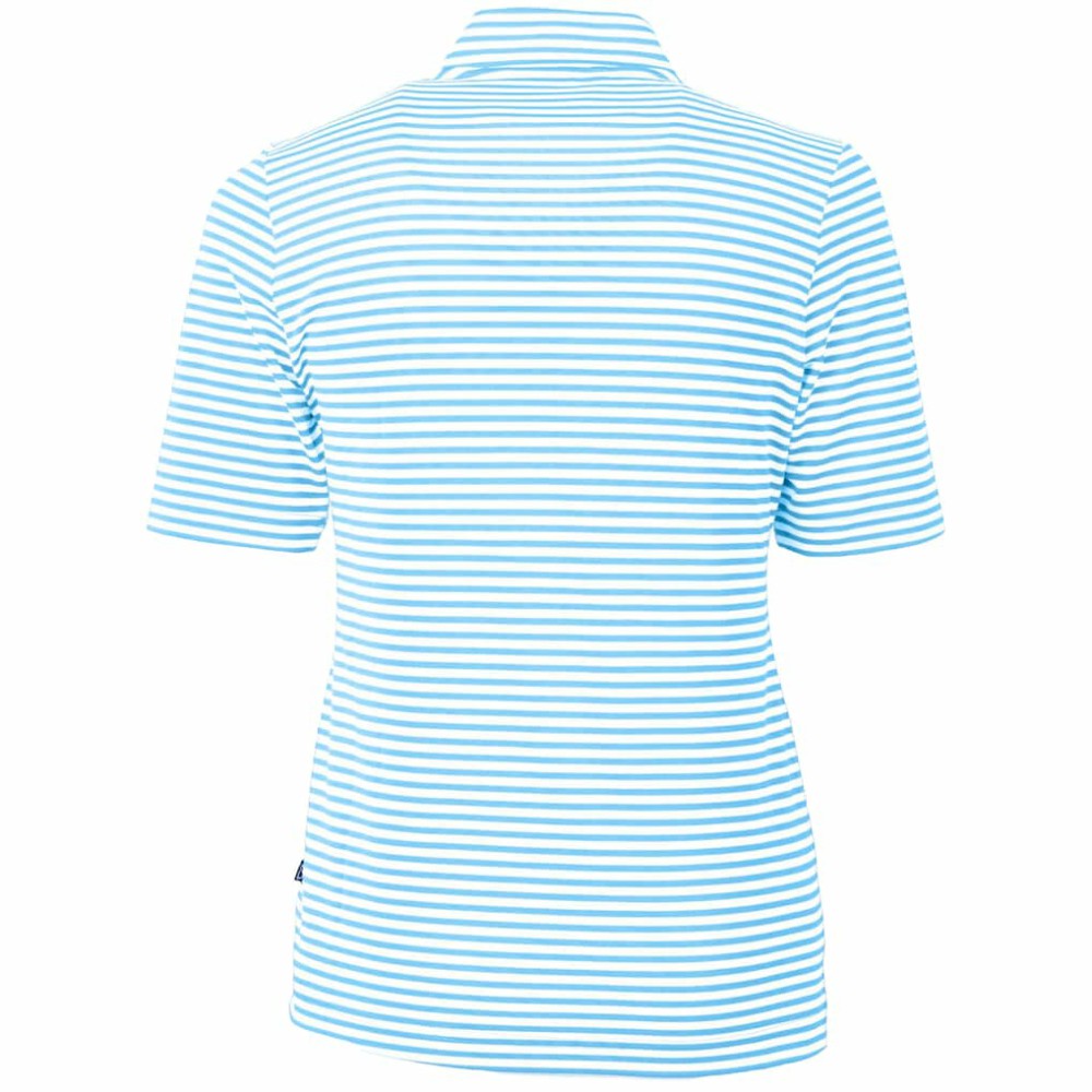 Chicago Cubs Cutter & Buck Women's City Connect Virtue Eco Pique Stripe Recycled Top - Powder Blue Tops