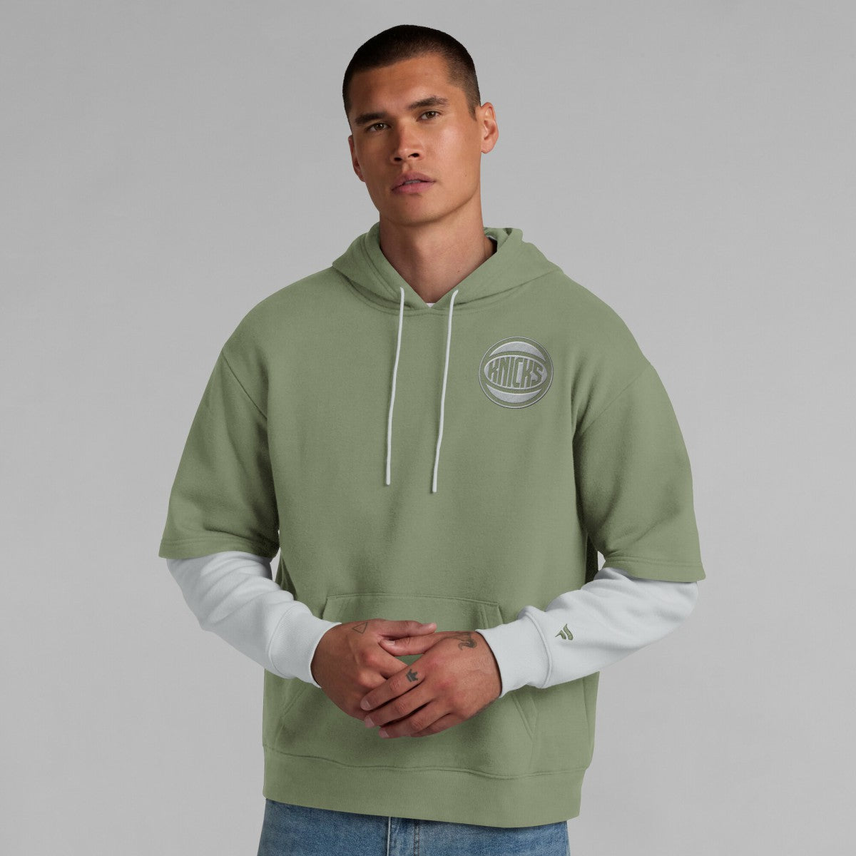New York Knicks Elements Sleek Pullover Hoodie Olive