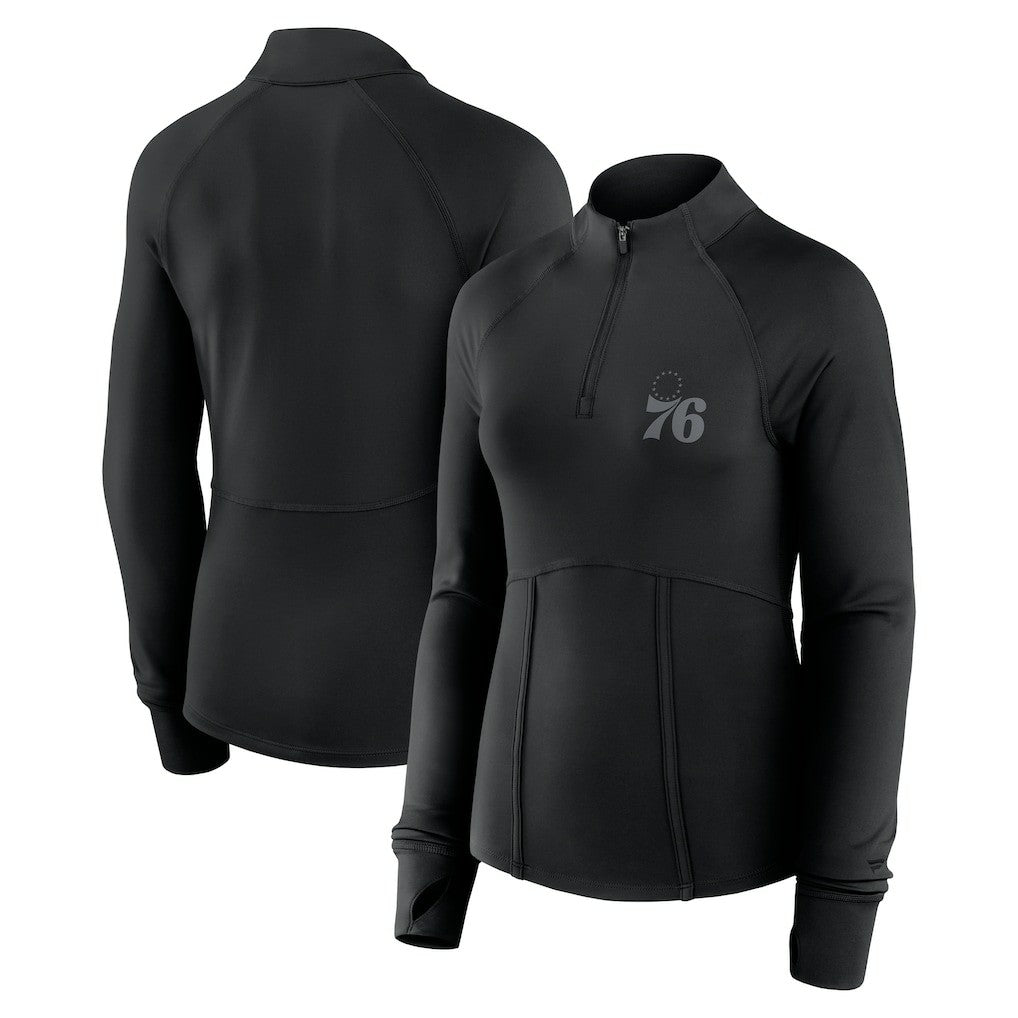 Philadelphia 76ers Women's Elements Match Raglan Quarter-Zip Top Black