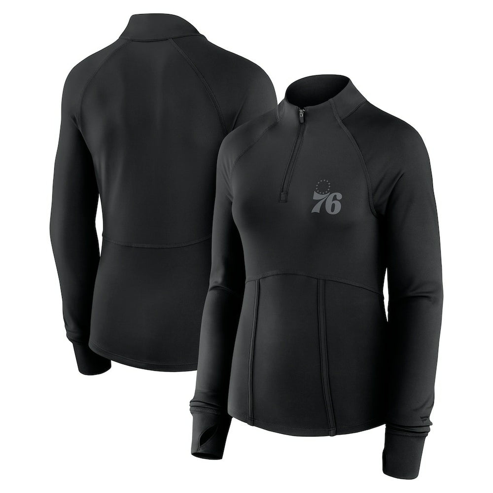 Philadelphia 76ers Women's Elements Match Raglan Quarter-Zip Top Black