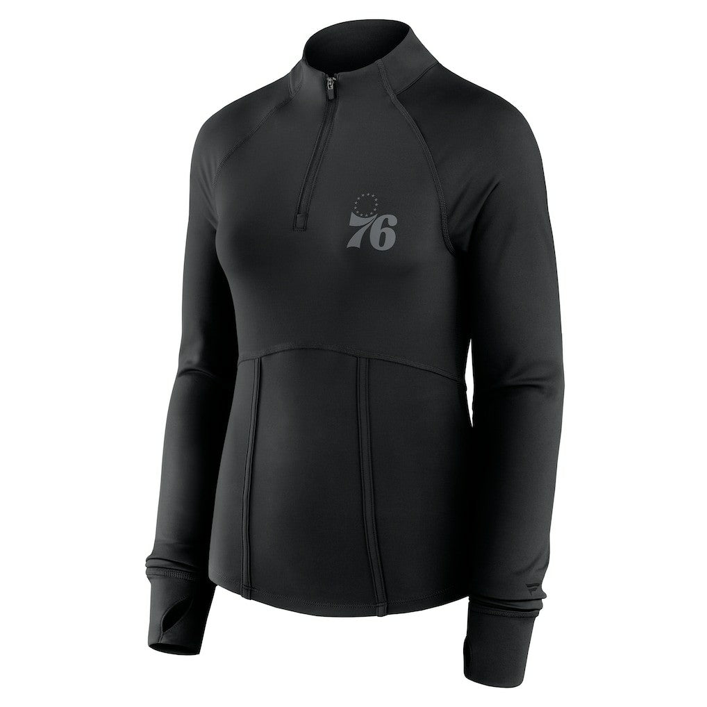 Philadelphia 76ers Women's Elements Match Raglan Quarter-Zip Top Black