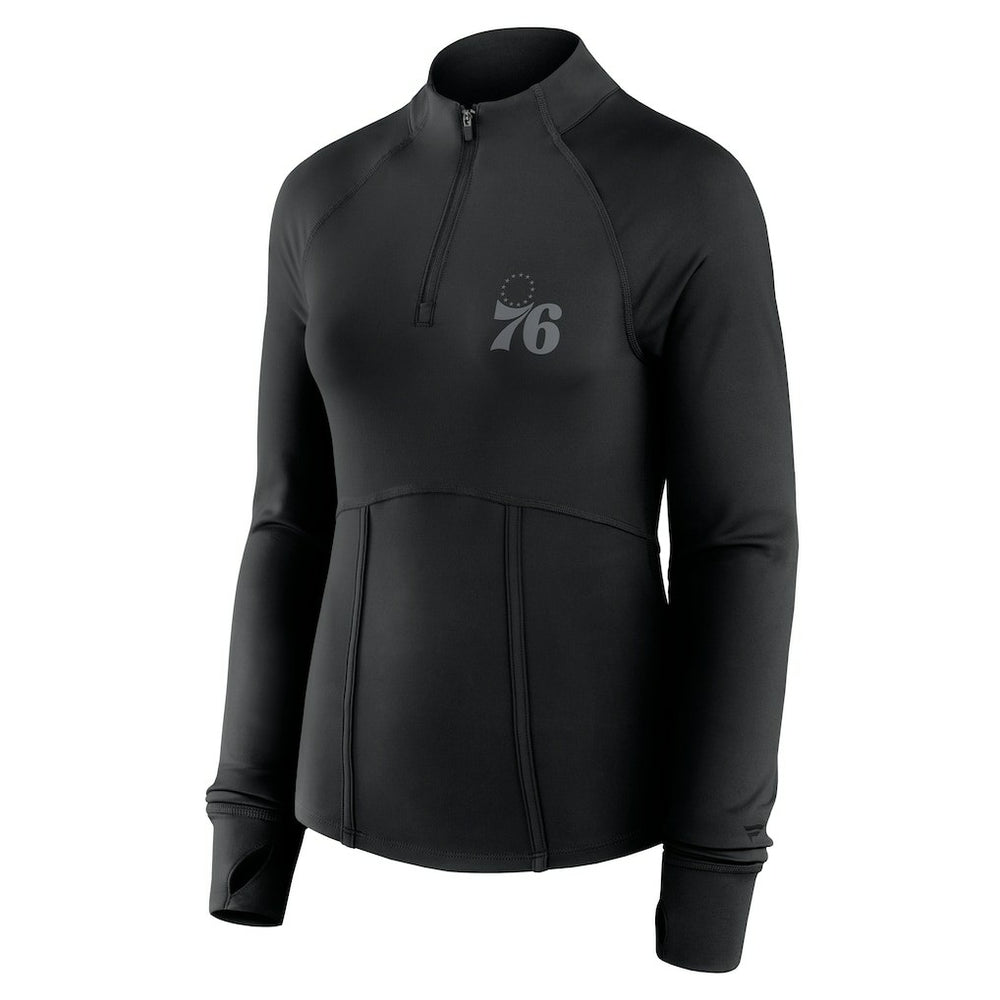 Philadelphia 76ers Women's Elements Match Raglan Quarter-Zip Top Black
