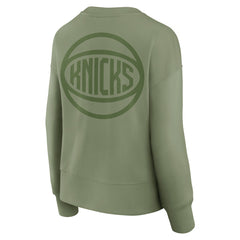 New York Knicks Women's Elements Flow Pullover Sweatshirt Olive