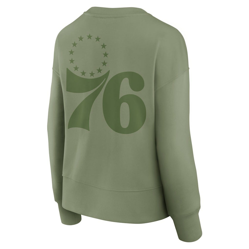 Philadelphia 76ers Women's Elements Flow Pullover Sweatshirt Olive