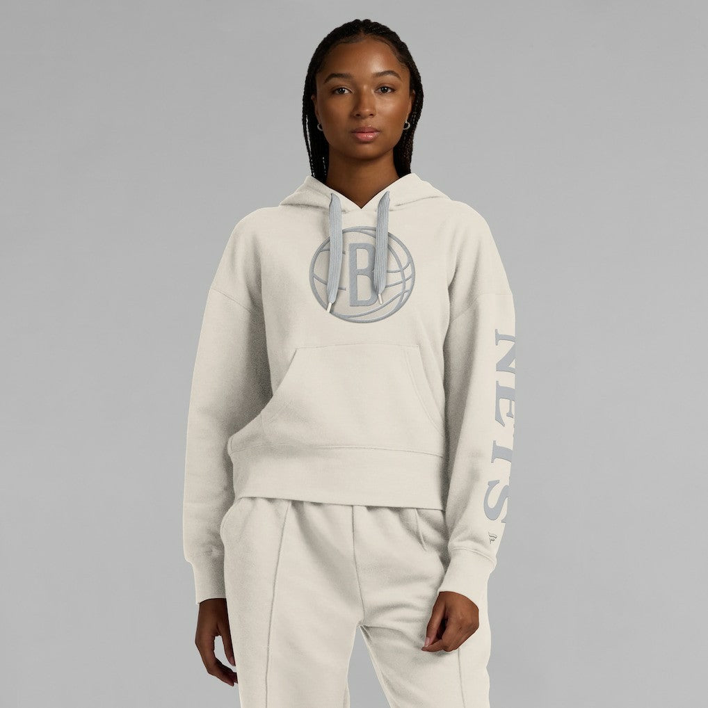Brooklyn Nets Women's Elements Next Pullover Hoodie Cream
