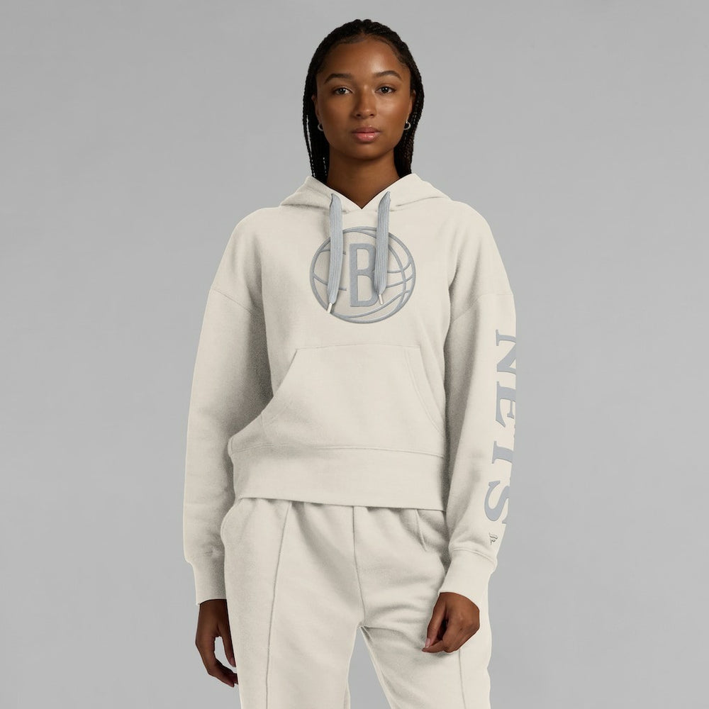 Brooklyn Nets Women's Elements Next Pullover Hoodie Cream