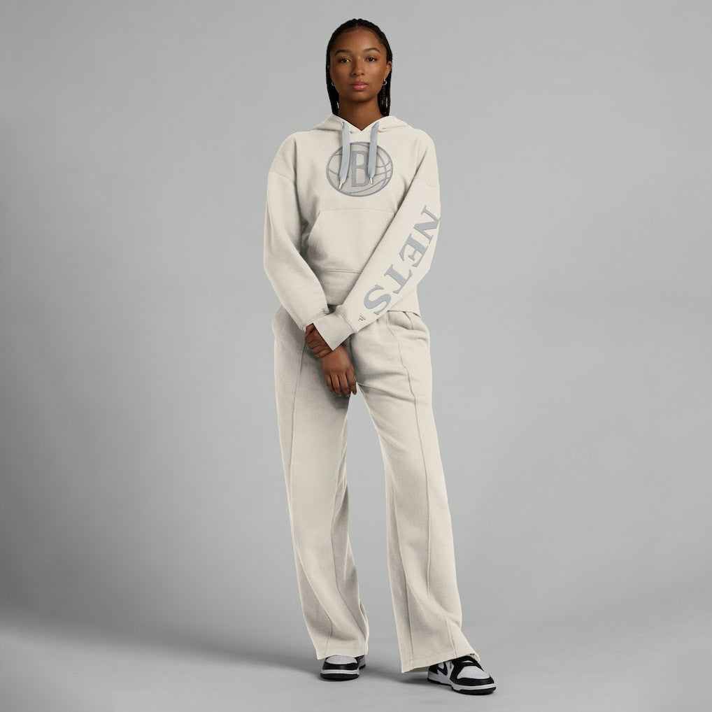 Brooklyn Nets Women's Elements Next Pullover Hoodie Cream