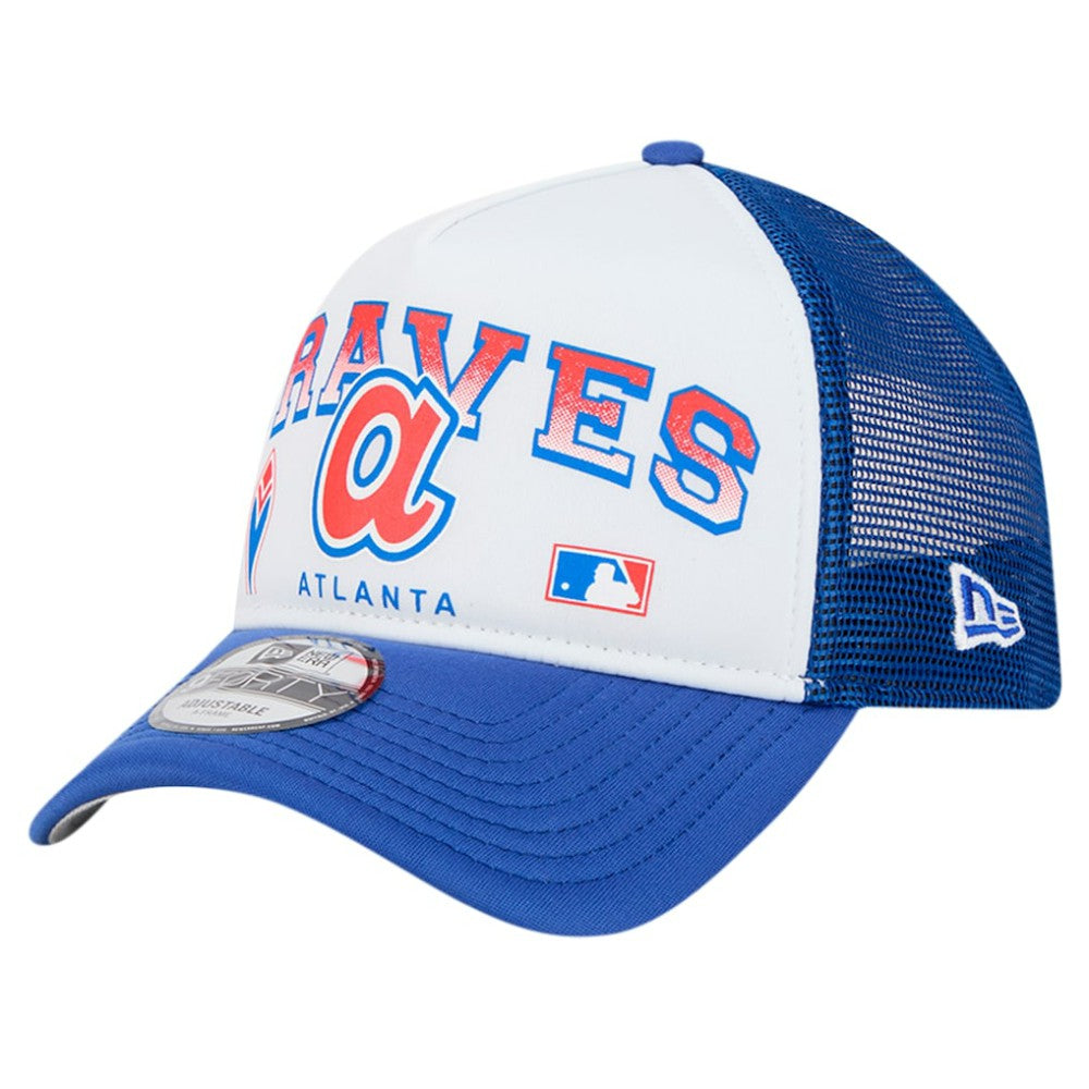 Atlanta Braves New Era Retro Wordmark 9FORTY A-Frame Trucker Adjustable Hat - White Hats