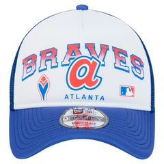 Atlanta Braves New Era Retro Wordmark 9FORTY A-Frame Trucker Adjustable Hat - White Hats