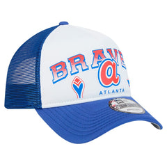 Atlanta Braves New Era Retro Wordmark 9FORTY A-Frame Trucker Adjustable Hat - White Hats