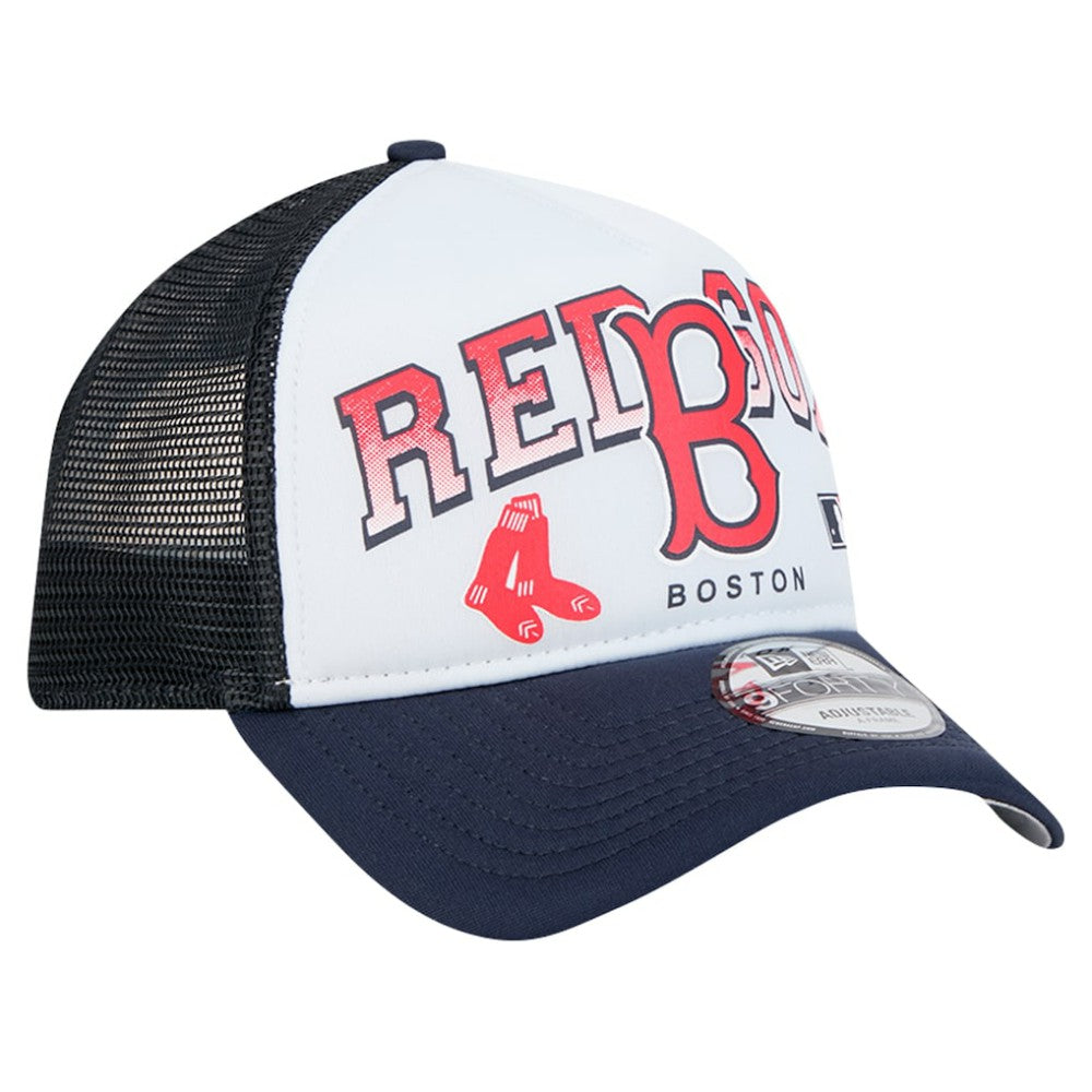 Boston Red Sox New Era Retro Wordmark 9FORTY A-Frame Trucker Adjustable Hat - White Hats