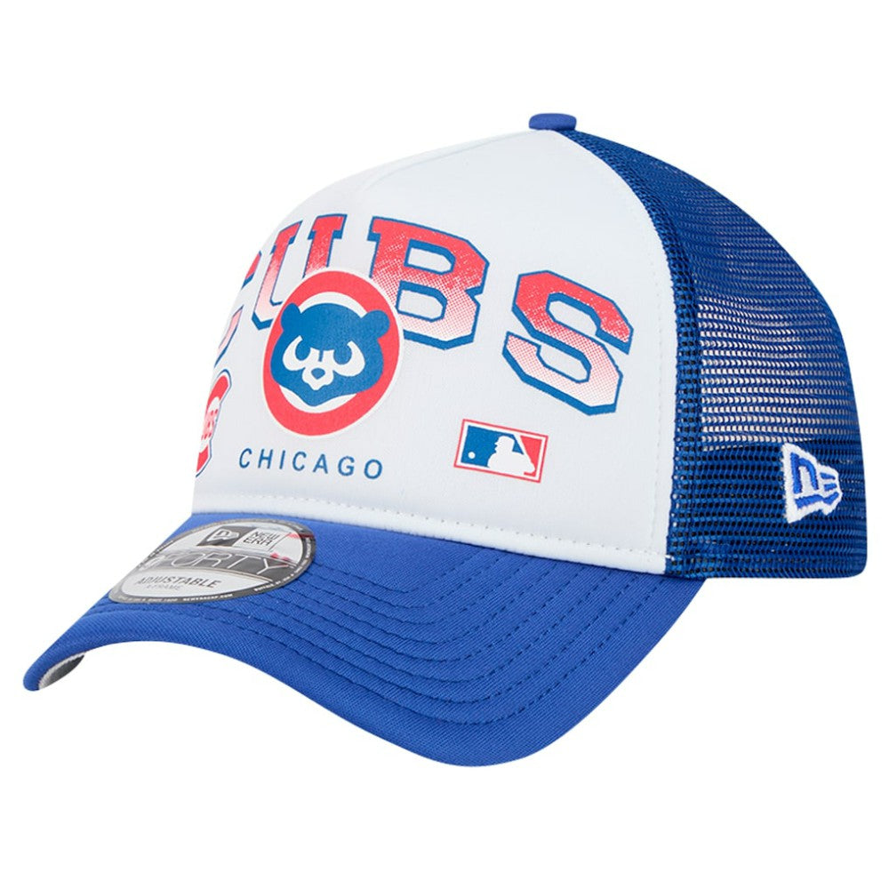 Chicago Cubs New Era Retro Wordmark 9FORTY A-Frame Trucker Adjustable Hat - White Hats
