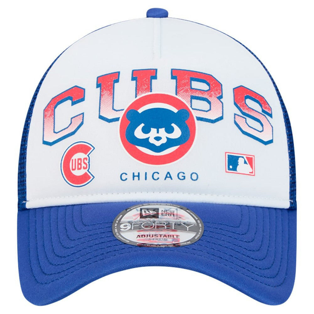 Chicago Cubs New Era Retro Wordmark 9FORTY A-Frame Trucker Adjustable Hat - White Hats