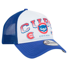 Chicago Cubs New Era Retro Wordmark 9FORTY A-Frame Trucker Adjustable Hat - White Hats