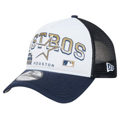 Houston Astros New Era Retro Wordmark 9FORTY A-Frame Trucker Adjustable Hat - White Hats