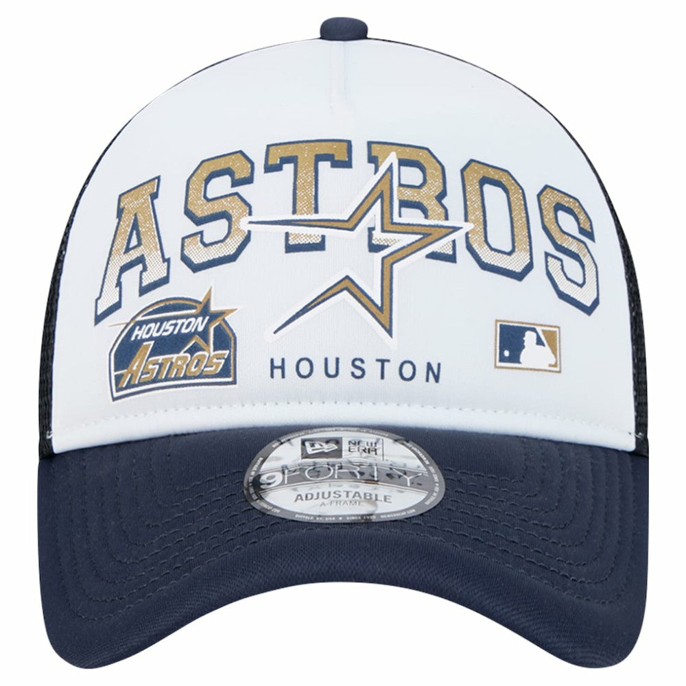 Houston Astros New Era Retro Wordmark 9FORTY A-Frame Trucker Adjustable Hat - White Hats