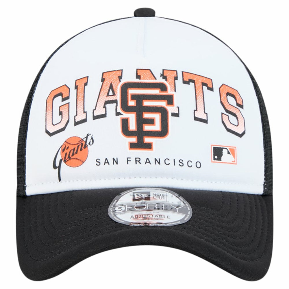 San Francisco Giants New Era Retro Wordmark 9FORTY A-Frame Trucker Adjustable Hat - White Hats