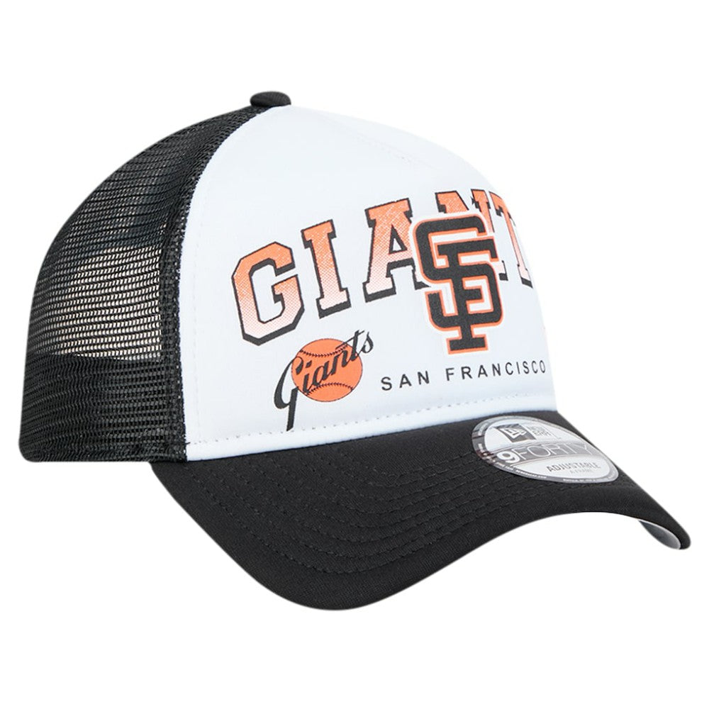 San Francisco Giants New Era Retro Wordmark 9FORTY A-Frame Trucker Adjustable Hat - White Hats