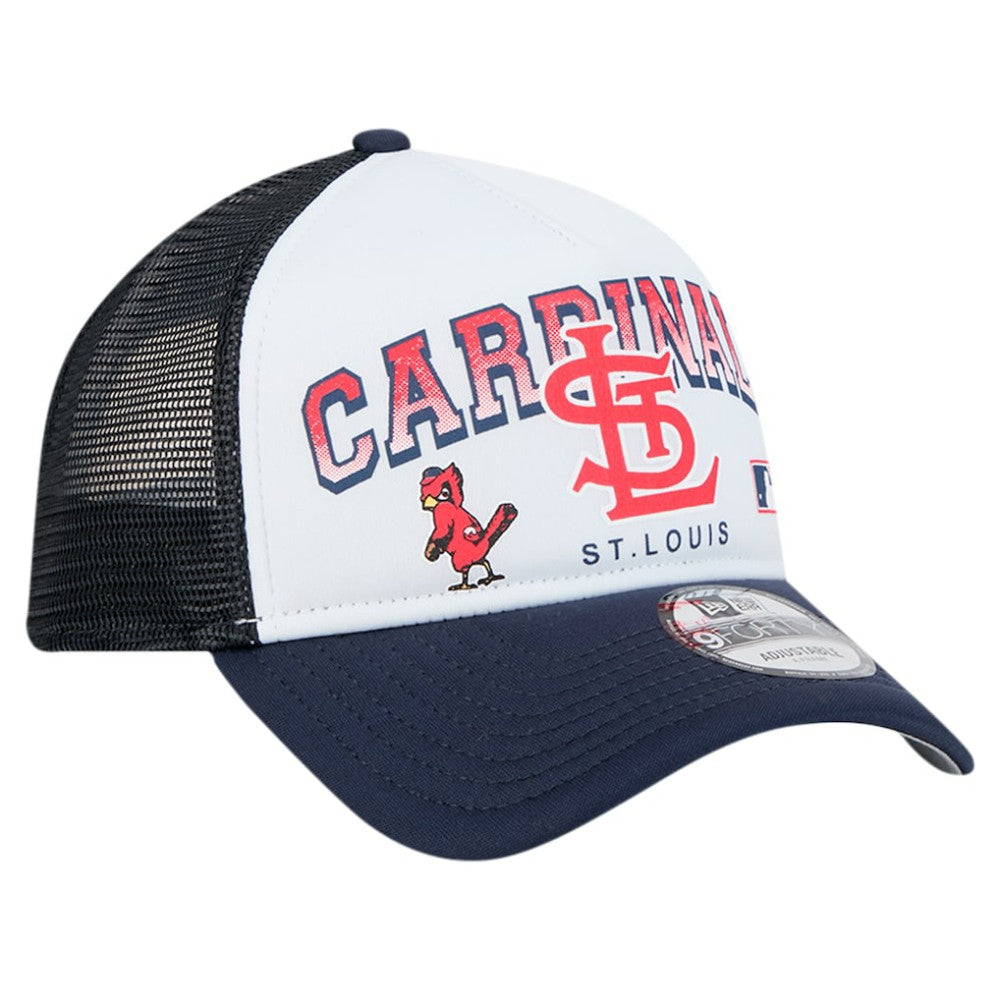 St. Louis Cardinals New Era Retro Wordmark 9FORTY A-Frame Trucker Adjustable Hat - White Hats