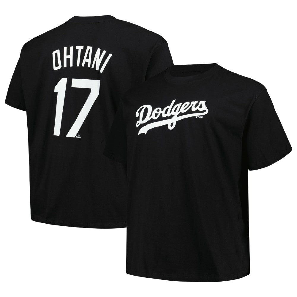 Shohei Ohtani Los Angeles Dodgers Profile Big & Tall Name & Number T-Shirt - Black T-shirts