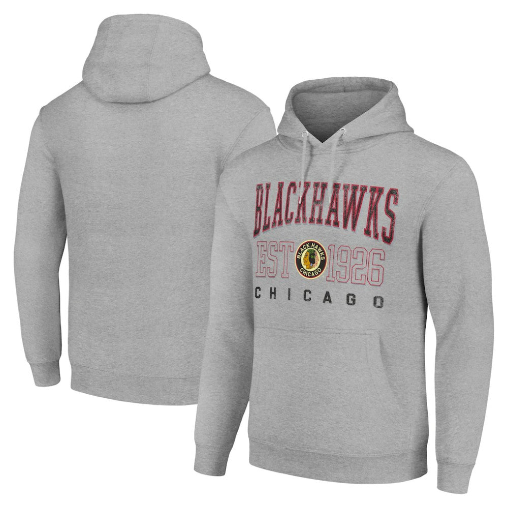 NHL Chicago Blackhawks Starter Retro Graphic Pullover Hoodie - Heather Gray