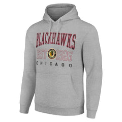 NHL Chicago Blackhawks Starter Retro Graphic Pullover Hoodie - Heather Gray