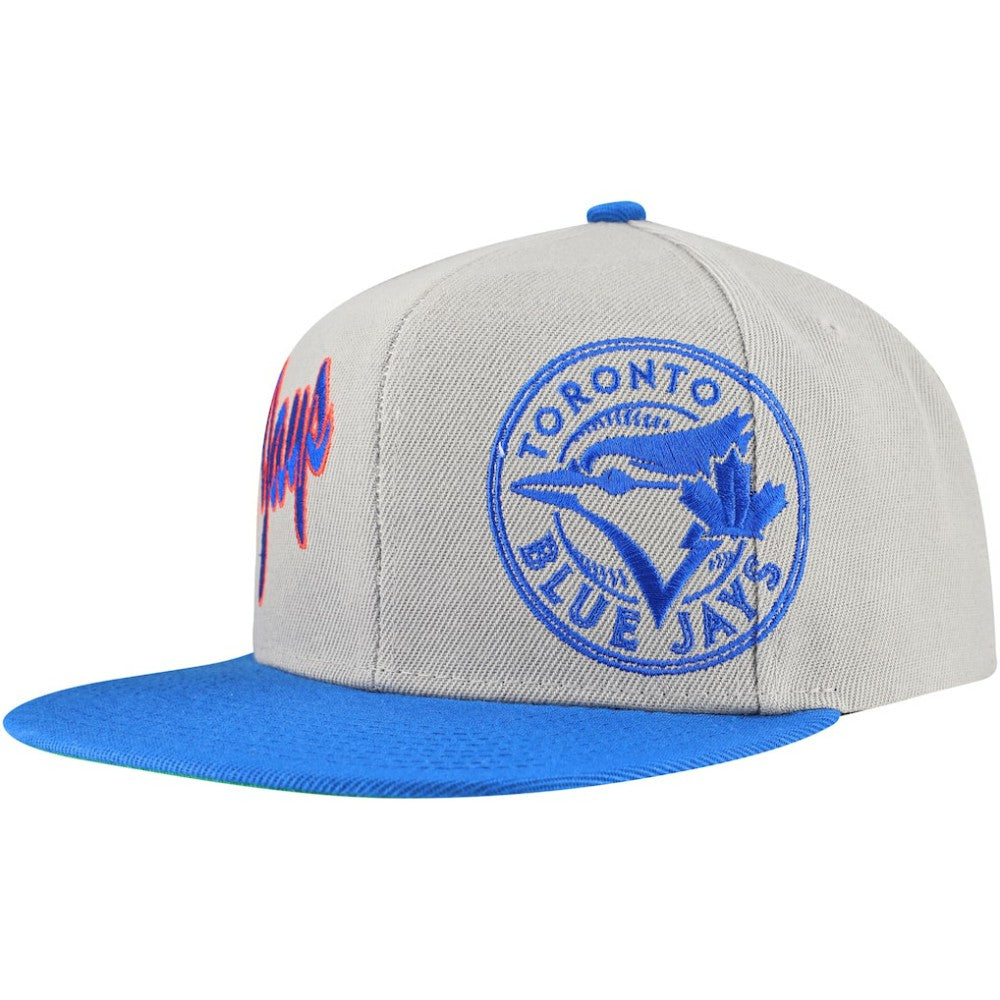 Toronto Blue Jays Mitchell & Ness Knock Out Panel Snapback Hat - Gray Hats