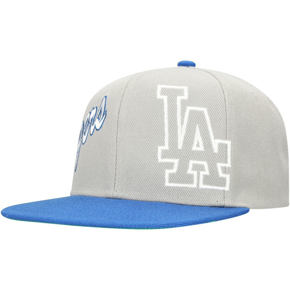 Los Angeles Dodgers Mitchell & Ness Knock Out Panel Snapback Hat - Gray/Royal Hats