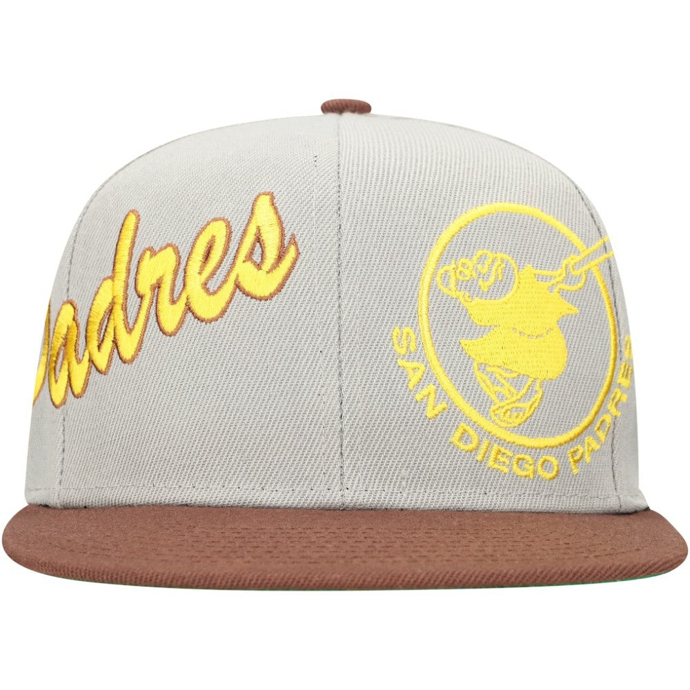 San Diego Padres Mitchell & Ness Knock Out Panel Snapback Hat - Gray/Brown Hats