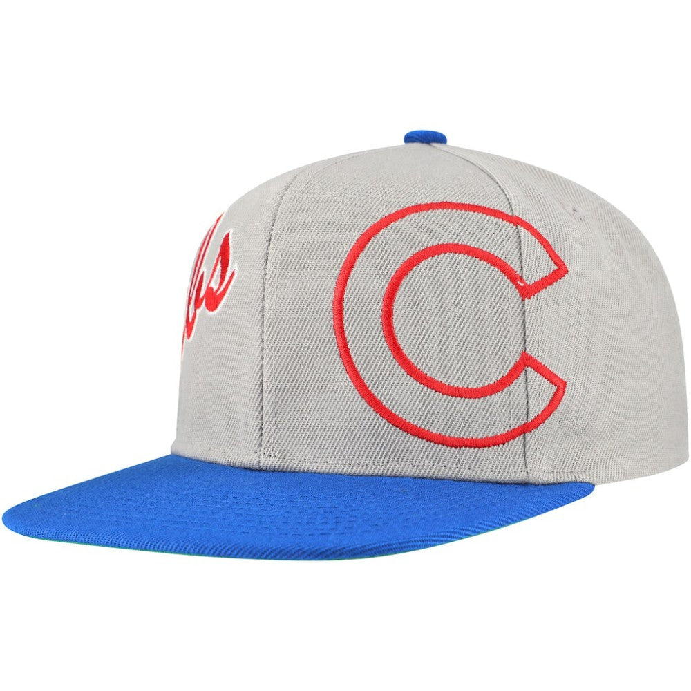 Chicago Cubs Mitchell & Ness Knock Out Panel Snapback Hat - Gray Hats