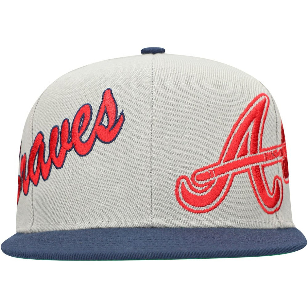 Atlanta Braves Mitchell & Ness Knock Out Panel Snapback Hat - Gray/Navy Hats