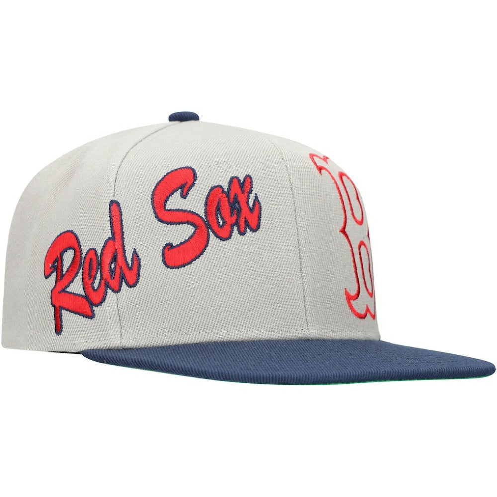 Boston Red Sox Mitchell & Ness Knock Out Panel Snapback Hat - Gray Hats