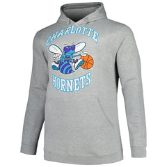 Charlotte Hornets Hardwood Classics Big & Tall Pullover Hoodie Heather Gray