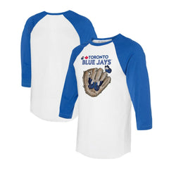 Toronto Blue Jays Tiny Turnip Unisex Butterfly Glove 3/4-Sleeve Raglan T-Shirt - White/Royal T-shirts
