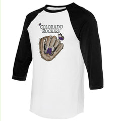 Colorado Rockies Tiny Turnip Unisex Butterfly Glove 3/4-Sleeve Raglan T-Shirt - White/Black T-shirts