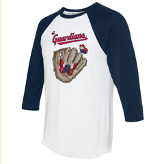 Cleveland Guardians Tiny Turnip Unisex Butterfly Glove 3/4-Sleeve Raglan T-Shirt - White/Navy T-shirts
