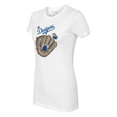 Los Angeles Dodgers Tiny Turnip Women's Butterfly Glove T-Shirt - White T-shirts