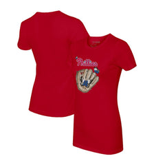 Philadelphia Phillies Tiny Turnip Women's Butterfly Glove T-Shirt - Red T-shirts