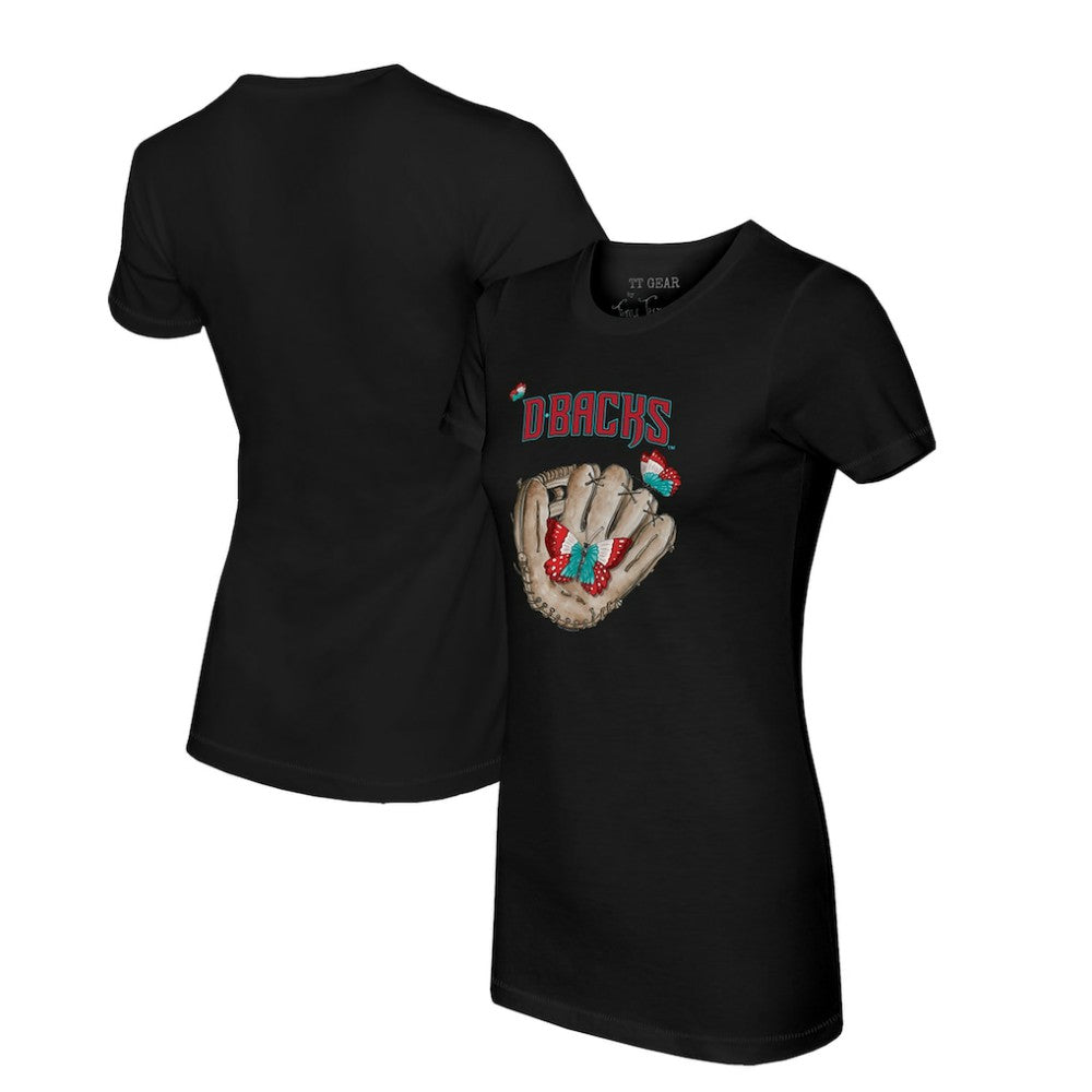 Arizona Diamondbacks Tiny Turnip Women's Butterfly Glove T-Shirt - Black T-shirts
