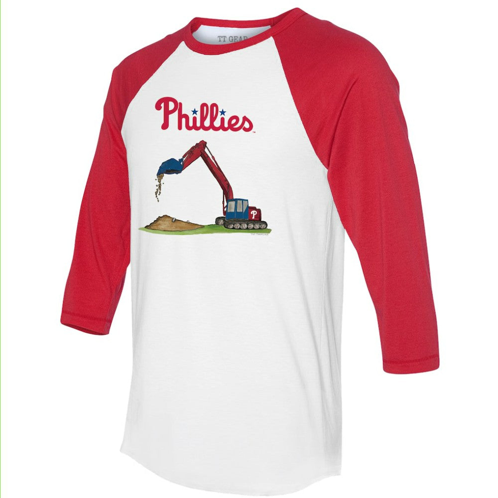 Philadelphia Phillies Tiny Turnip Unisex Excavator 3/4-Sleeve Raglan T-Shirt - White/Red T-shirts