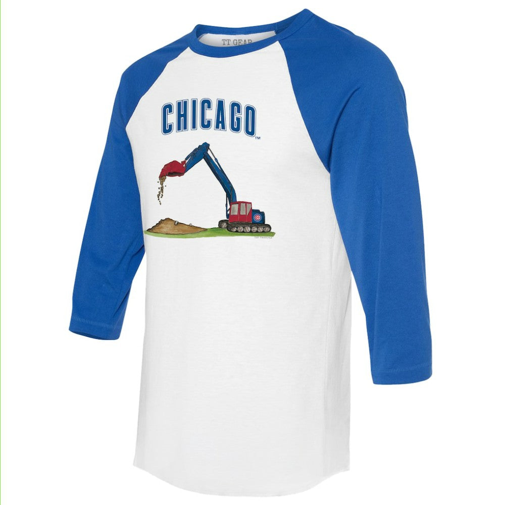 Chicago Cubs Tiny Turnip Unisex Excavator 3/4-Sleeve Raglan T-Shirt - White/Royal T-shirts