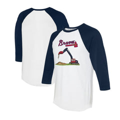 Atlanta Braves Tiny Turnip Unisex Excavator 3/4-Sleeve Raglan T-Shirt - White/Navy T-shirts