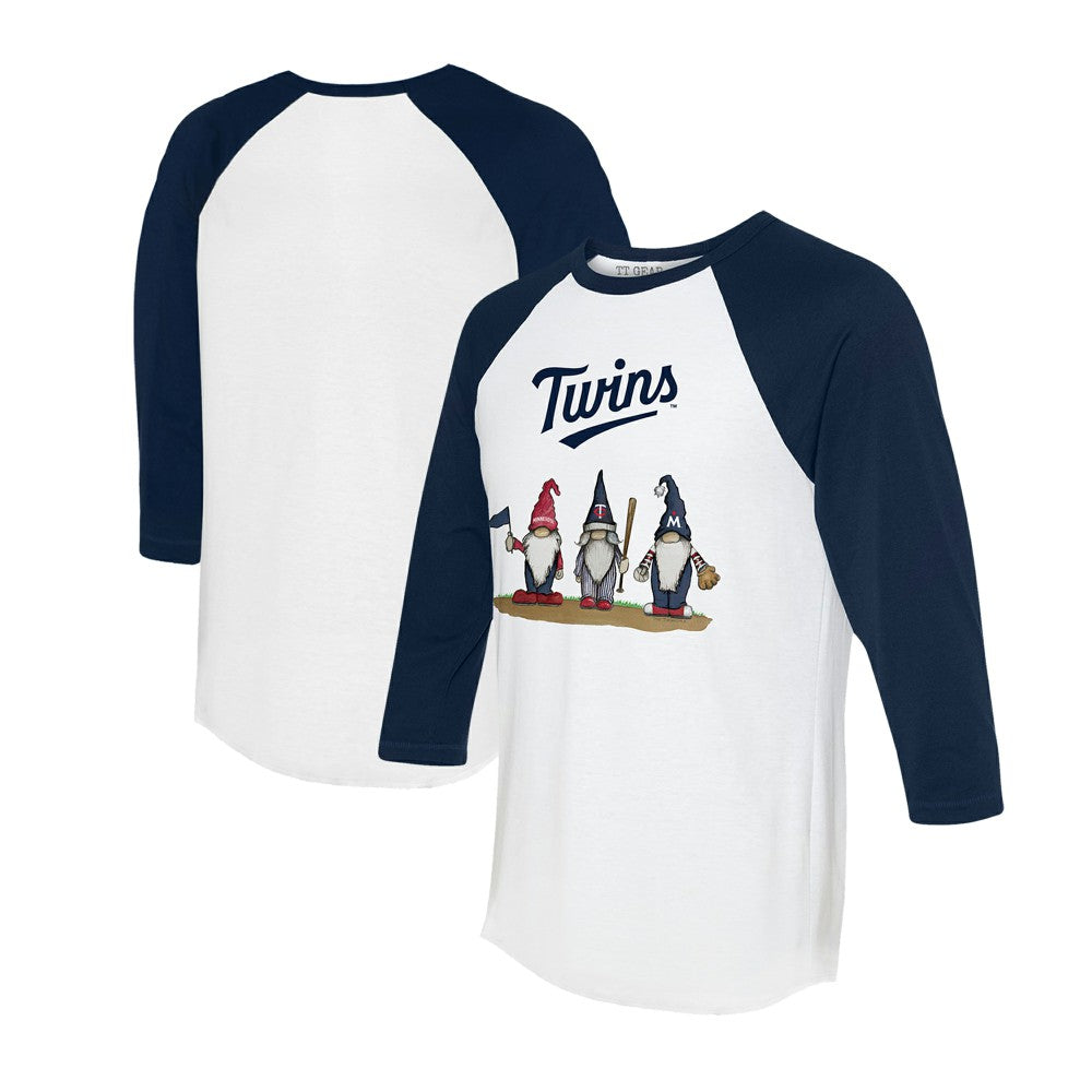 Minnesota Twins Tiny Turnip Unisex Gnomes 3/4-Sleeve Raglan T-Shirt - White/Navy T-shirts